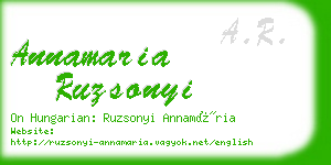 annamaria ruzsonyi business card